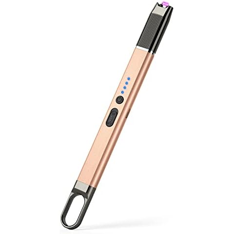 Ronxs Lighter Electric Lighter Windproof Flameless Arc USB Candle Lighter Plasma Rechargeable Lighter with Hanging Hook for Candle BBQ Camping(Champagne) Cover