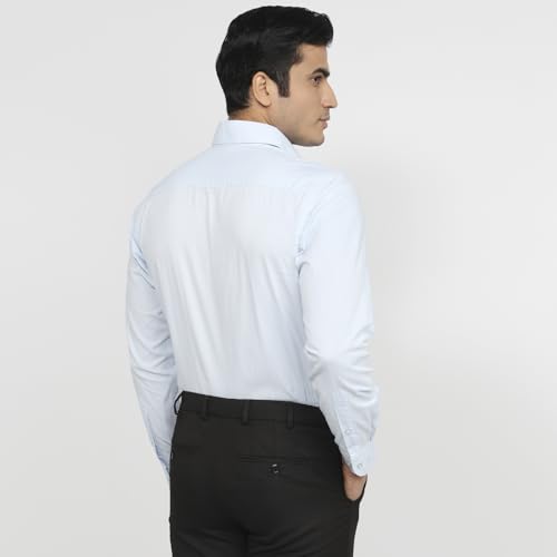 Image of Raymond Men Slim Fit Structure Pattern Pure Cotton Semicutaway Collar Full Sleeve Formal Shirt