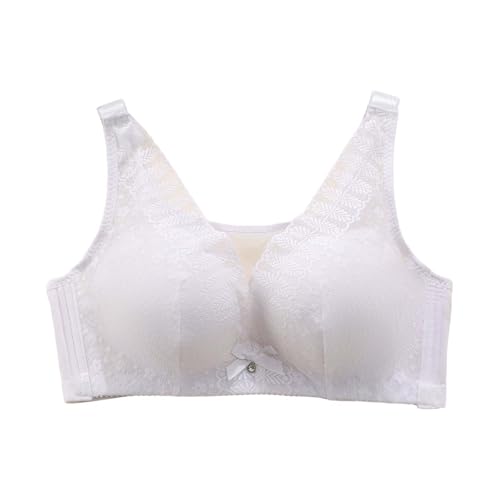 BILIKEYU Sujetador de encaje sexy para mujer, sin aros, ropa interior de encaje pushup, aros ajustables, fino, transpirable, algodón, cómodo, sin aros, Blanco, 85CD