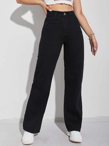 Image of KOTTY Women's High-Waist Button Relaxed Fit Casual Ankle Length Stylish Jeans