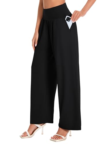BUBBLELIME 20"/27"/29"/31"/33"/35" Women's High Waist Wide Leg Yoga Pants Loose Comfy Lounge CasualSweatpants with Pockets2