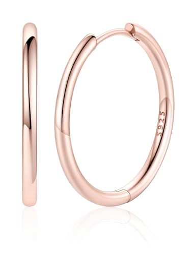 Image of Silvora 14K Gold Plated Huggie Hoop Earrings for Women, Small Sterling Silver Hoops, Hypoallergenic Cartilage Earrings for Sensitive Ears 8 /10 /12 /14 /16 /18 /20MM
