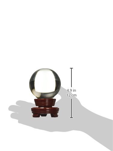 Amlong Crystal Meditation Divnation Sphere Feng Shui Crystal Ball, Lensball, Decorative Ball with Wooden Stand and Gift Box, Clear, 3.1 inch (80mm) Diameter