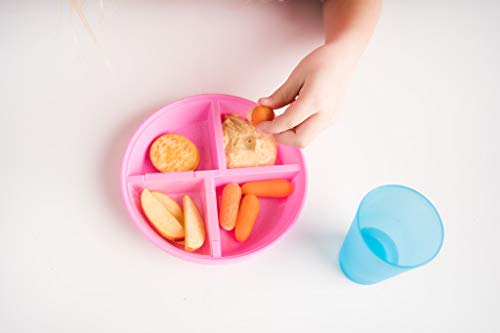 Nalaire Divided Plate, Baby Toddler Kid Plate, Snack Plate, with lid, Removable Fruit Insert, BPA Free, Microwave - Dishwasher Safe - 2 pack (Green/Orange)