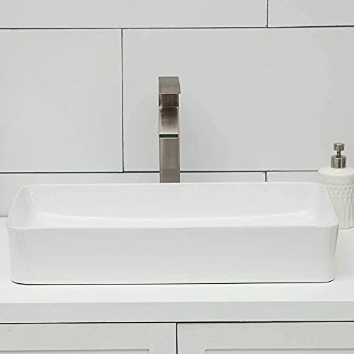 White Vessel Sink - Logmey 24" X 14" Rectangular Ceramic Above Counter Bathroom Vanity Sink Art Basin #TOP4