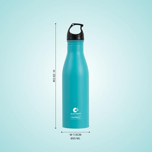 Image of CLAY CRAFT VACBOTT Skipper Single Walled Non Insulated Water Bottle-850ML, 1-Piece(Green) Leak Proof | Easy Grip |Easy to Carry| Gym Bottle | Home | Kitchen | Hiking | Treking Bottle | Travel