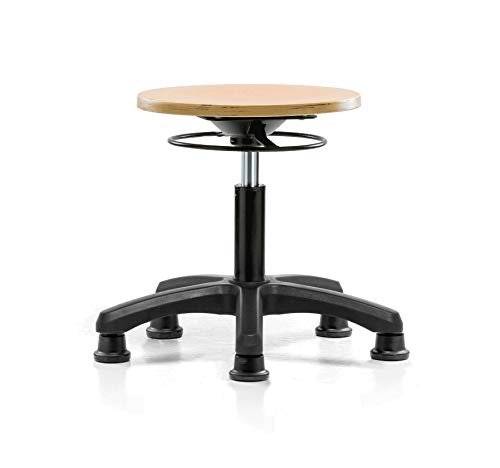 Image of Perch Wood Pneumatic Stool, All Around Adjustment Ring and Stationary Caps, Desk Height
