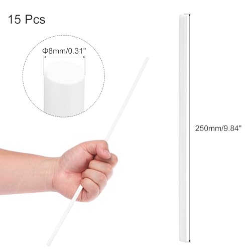 Image of uxcell 15 Pcs White Plastic Rods 8 x 250mm ABS Styrene Round Stick Round Solid Bar DIY Model for DIY Toys Building Making Architectural Model Making