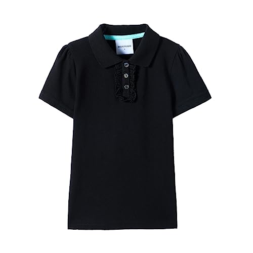 Image of Mud Kingdom Girls Short Sleeve Ruffle Pique Polo Uniform Top Stretch Lightweight