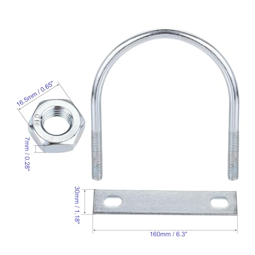MACHSWON Round U-Bolt,1 Set Zinc Plated Alloy Steel M10 U Bolts 108mm(4.25") Inner Width 140mm Length with Nuts and Frame Plate for Automobiles Boat Trailer - Image 3