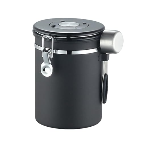 acmeer コーヒーキャニスター コーヒー豆 保存容器 キャニスター コーヒー 密封容器 ステンレス製 おしゃれ 日付表示 排気バルブ スプーン付き 珈琲 高密閉性 鮮度保持 酸化防止 茶筒 保存 容器 コーヒー粉 お菓子 砂糖 ナッツ 香辛料 食品貯蔵