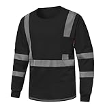 DPSAFETY FR Safety Shirt 6 oz 100% Cotton Fire Resistant Shirts for Men, Hi vis CAT2 Welding Shirt Reflective Class 3 Flame Resistant Shirts(Black,XL)