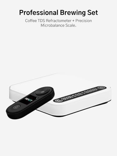 Coffee Brewing Control System – Coffee TDS Refractometer and Digital Scale with Timer, 0.02% Precision, 0.1g Resolution, Smart App, Rechargeable, Ideal for Pour Over and Espresso