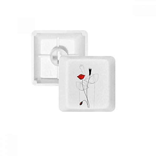 Keycaps PBT pour clavier mécanique blanc OEM au design d'art abstrait de coquelicot rouge R3