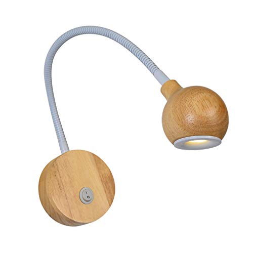 Bois Led Lampes De Lecture Avec Interrupteur,3W Lampe Chevet Murale Col De Cygne LumièRe Lampe Liseuse Flexible Moderne Applique Murale CréAtif Mur Lampe IntéRieur Lampe De Table 210Lm 3500K,Blanc Cover