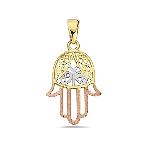 14K Tri-Tone Gold Detailed Hamsa Hand Pendant Fine Nigeria Ubuy