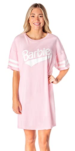 INTIMO Barbie Womens Classic Oversized Retro Boyfriend Tee Nightgown Sleep Pajama Shirt (XXX-Large) Pink
