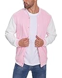 DHSPKN Men's Varsity Baseball Jacket Causal Slim Fit Varsity Letterman Jacket Boys Bomber Jackets Pink L