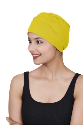 Image of The Headscarves Women Silky Soft Bamboo Viscose Sleep Cap for Hair Loss Chemo Headwear Skull Cap Free Size (Multicolor) (HS3 Multicolor)