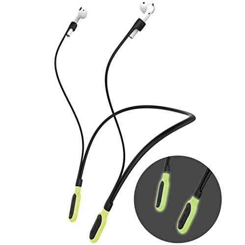 HALLEAST Compatible Airpod Pro 3 2 1 AirPods 4/3/2/1 Skin-Friendly Silicone Neckband Strap, Lightweight Air pod Holder, Anti-Lost Wire, Airpods Cord for Gym, Earbuds Strap (Night Glow)