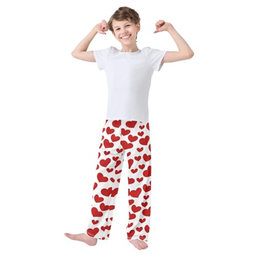 Love Heart Boys Long Pants Soft Trousers Elastic Waist Kids Lounge Bottoms with Pockets S-XL2