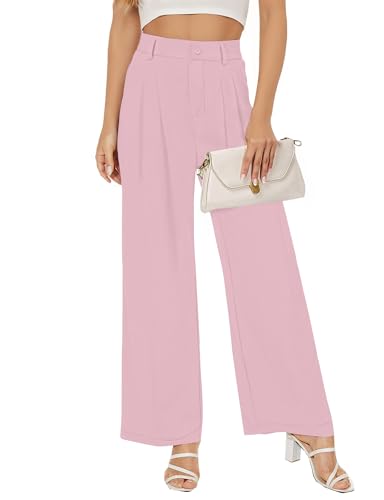 Women Straight Wide Leg Dress Pants for Women High Waist Office Business Casual Trousers Pants with Pockets 2024
