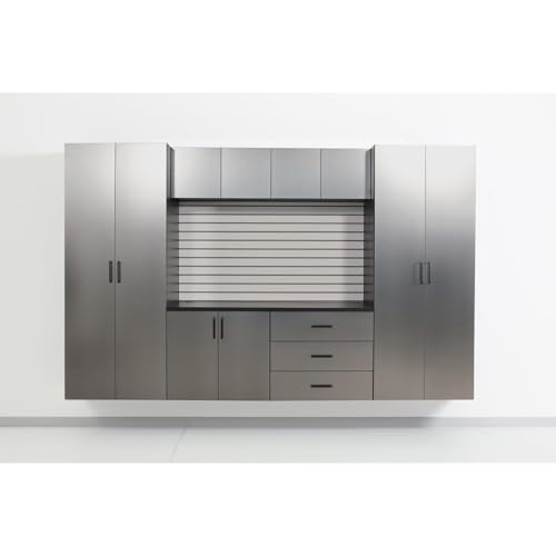 Image of Maykoosh Wall Mounted Storage Cabinet with Doors & Shelves Garage & Home Organization Metal /32x16x16 Cabinet