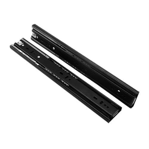 Drawer Rolling Bearing Slip Rail Push to Open Drawer Slides Full Extension Handleless Side Mount Ball Bearing Track Guide Runners Telescopic Drawer(18inch Silver Black)