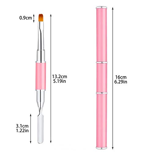 Hanyousheng 2PCS Acryl UV Gel Dual-Ended Polygel Pinsel, 2-in-1-Designs Polygel-Pinsel und Picker, Edelstahl-Gel… – Bild 3