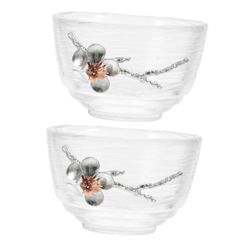 LckCryspho 梅花槌茶碗 2個セット ? 耐熱和風ティーカップ 梅の花柄 マグカップ ティーセットとして使用可能