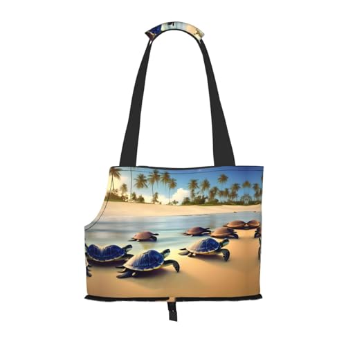 Turtles on The Beach Pet Tote Bag - Waterproof and Wear-Resistant Portable Shoulder Bag for Small Dogs and Puppies