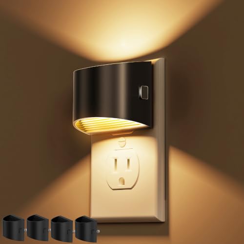 Image of L LOHAS LED Night Lights Plug into Wall 4 Pack, Dusk to Dawn Nightlight | Plug in Night Light with Brightness Adjustable, 3000K Soft White