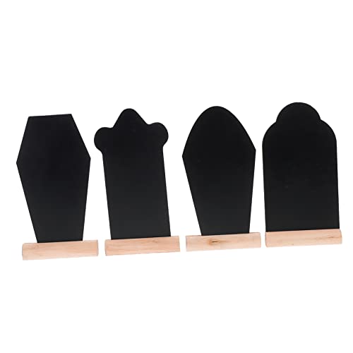 ABOOFAN 4Pcs Tombstone Signs Double Sided Coffin Message Board Unique Blackboards for Decorations Gothic Decor for Parties and Holiday Celebrations Stands Display