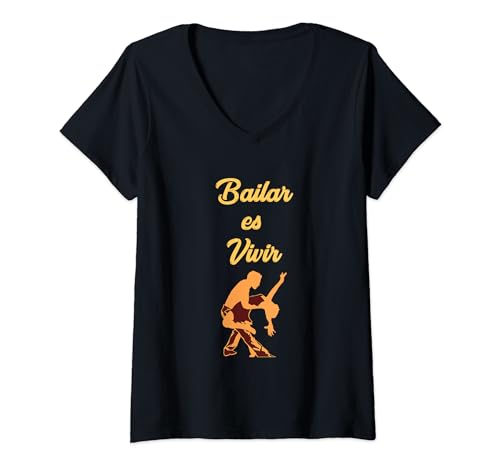 Mujer Bailar es vivir, salsa, bachata, camisa de baile latino Camiseta Cuello V