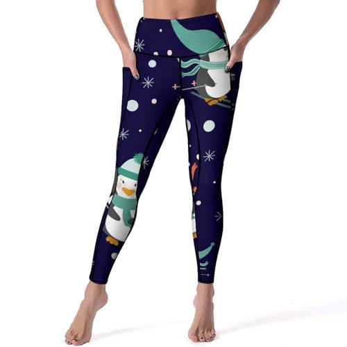 Leggings pour fitness haut de gamme pingouins et taille haute douce