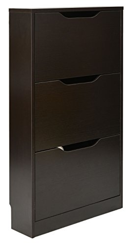 ts-ideen Zapatero Color Negro Extra Delgado con 3 compartimientos