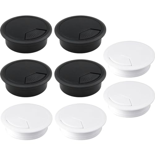 8 Stück Kabeldurchführung Kunststoff, Schreibtisch Tülle Runde Kabellose Kabeldurchlässe Kabeldose Bohr-Ø 50 mm Kabelführung zum Eindrücken Schreibtischkanal Kabeldurchlass