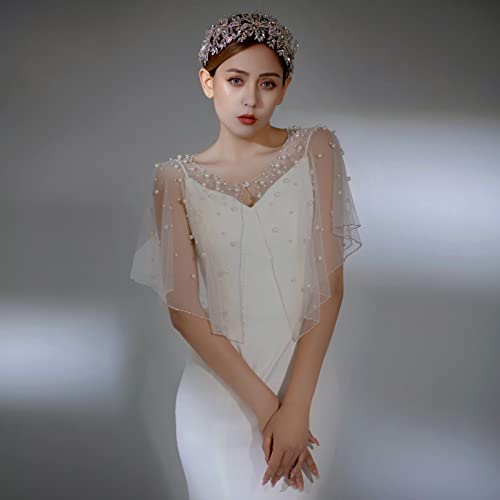 ULAPAN Pearls Wedding Capes Shawl Wrap Shrug Bridal Dress Jackets Flapper Bolero Cover Up4