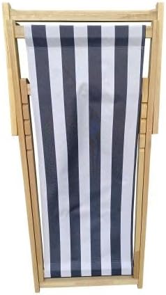 Versatile and Relaxing Folding Sling Chair with Adjustable Backrest, Outdoor Use, Dark Blue Stripe