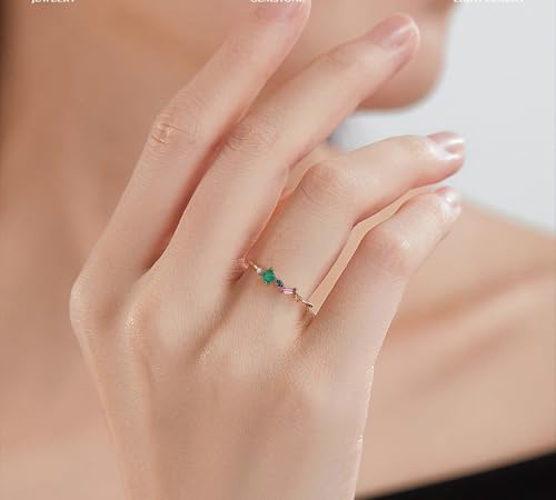 Bague de fiançailles or jaune 14k et pierres colorées pour femme