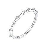 Skcess 9K Weißgold Trauringe Weiß Ring Moissanite 1.2X1.2mm, Rund mit Weißem Rundem Moissanit...