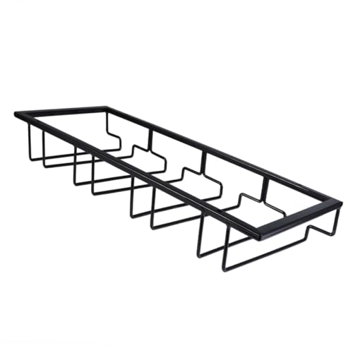 BRIGHTFUFU Iron Cup Holder Slot Wine Glass Rack for Bar and Home Stylish Hanging Stand Elegant Black Design for Organized Wine Glass Storage