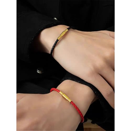 Red Bracelets for Women Adjustable Charm Bracelet Braided Leather & 316L Stainless Steel with 18k Gold Plated Lucky Bracelets for Women, Red Pink Black String Bracelet Gifts for Women2