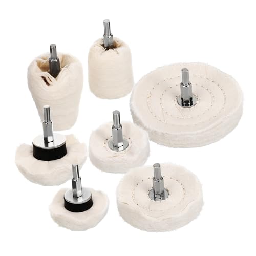Cabilock Drill Polishing Tool Kit 7pcs Cotton Fabric Wheels Metal Core Buffing Pads for Metal Glass Jewelry Woodworking Efficient Polishing