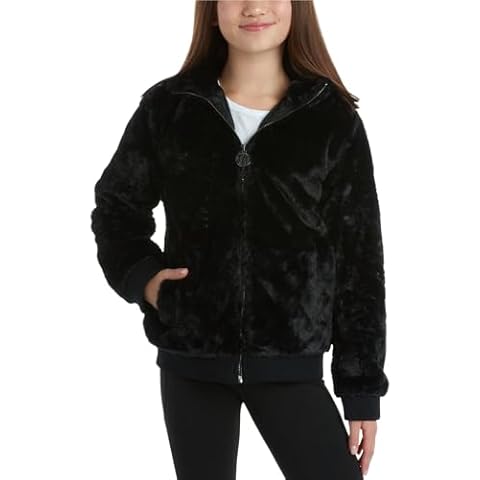 DKNY Girls' Faux Fur Bomber Jacket Cover