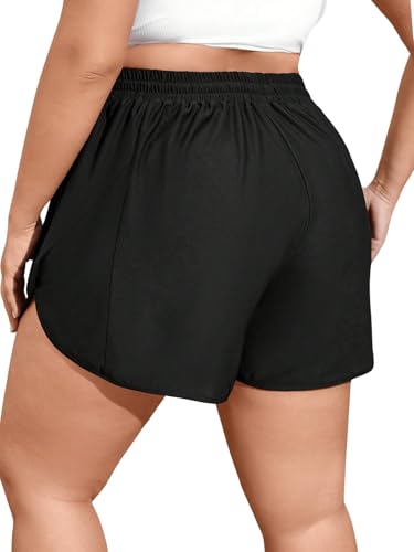 Women's Plus Size Drawstring Waist Swim Shorts Tie Front Track Shorts Bottoms Beachwear2