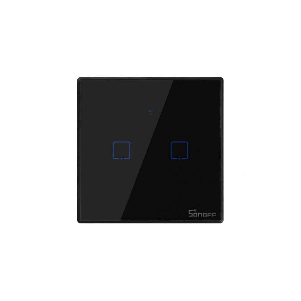 Sonoff Tx T3Uk1C-Tx 86 2 Gang Way Smart Wifi Switch Rf433 Remote Control For Alexa Google Home Uk Plug - Black