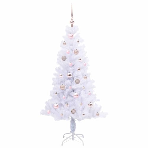Sapin blanc 150 cm pliable avec 150 LED intégrées pour salon moderne