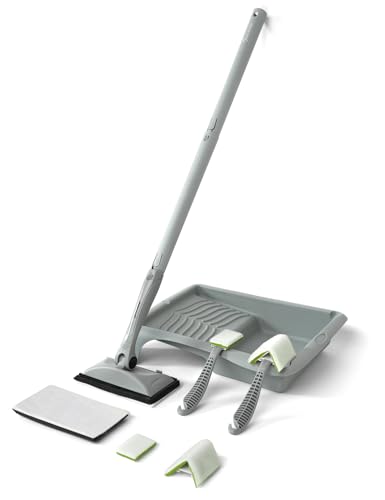 ROLLINGDOG Paint Pad Set 9 PC with Extendable Extension Pole Adjustable 7 Paint Pad Corner Detail Pad and Refills Perfect for Cutting in at High Ceilings and Walls No Spatter Smooth Surface