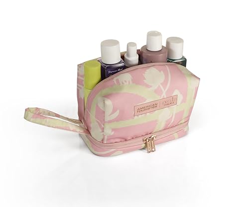 Image of American Tourister x Love Child by Masaba Cosmetic Pouch for Women | Durable Polyester Travel Makeup Bag | Stylish Organizer for Cosmetics, Toiletries & Accessories /Washable Pouch for Daily Use- Pink